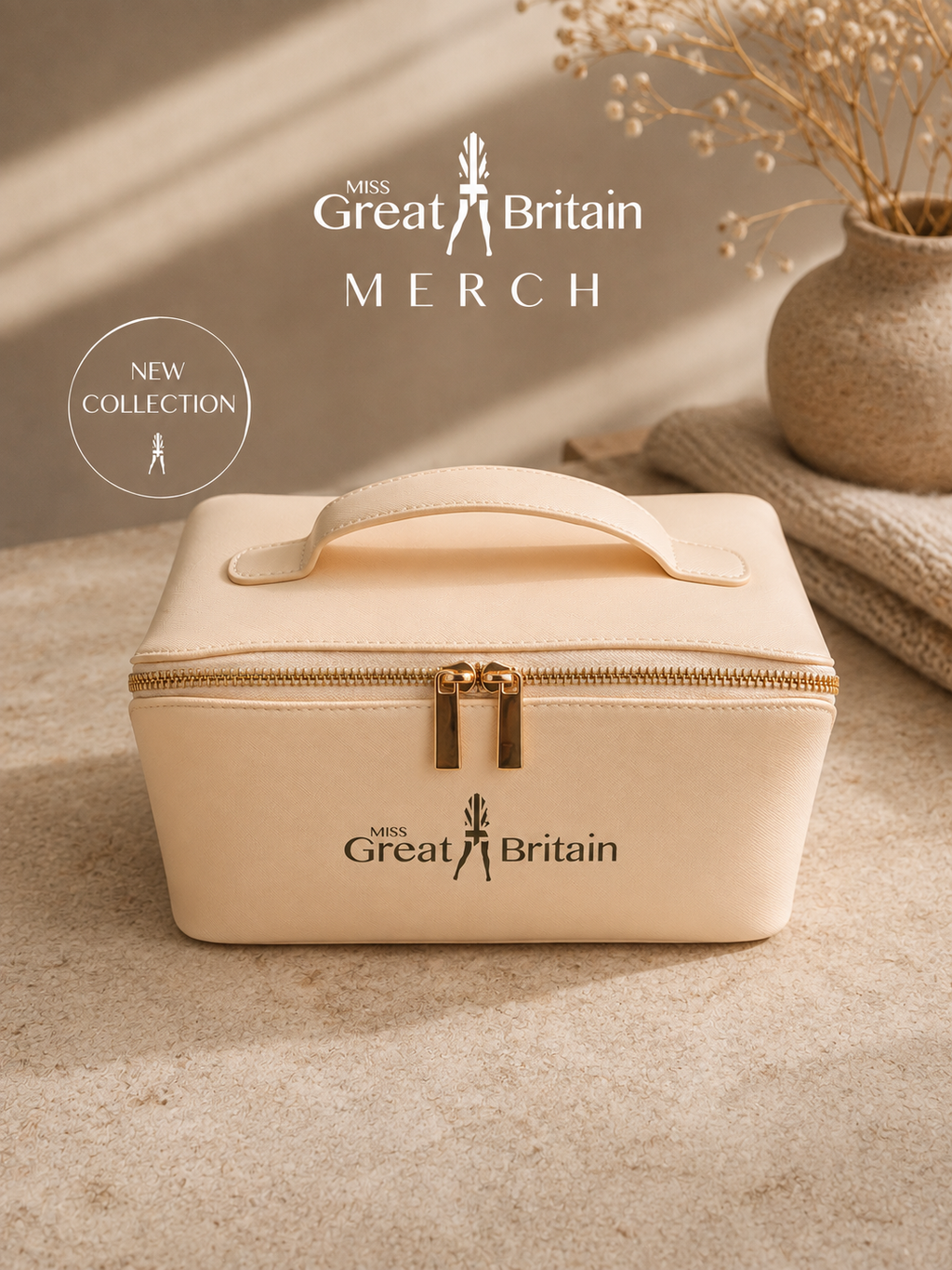 Miss Great Britain Lay Flat Makeup Case – Cream