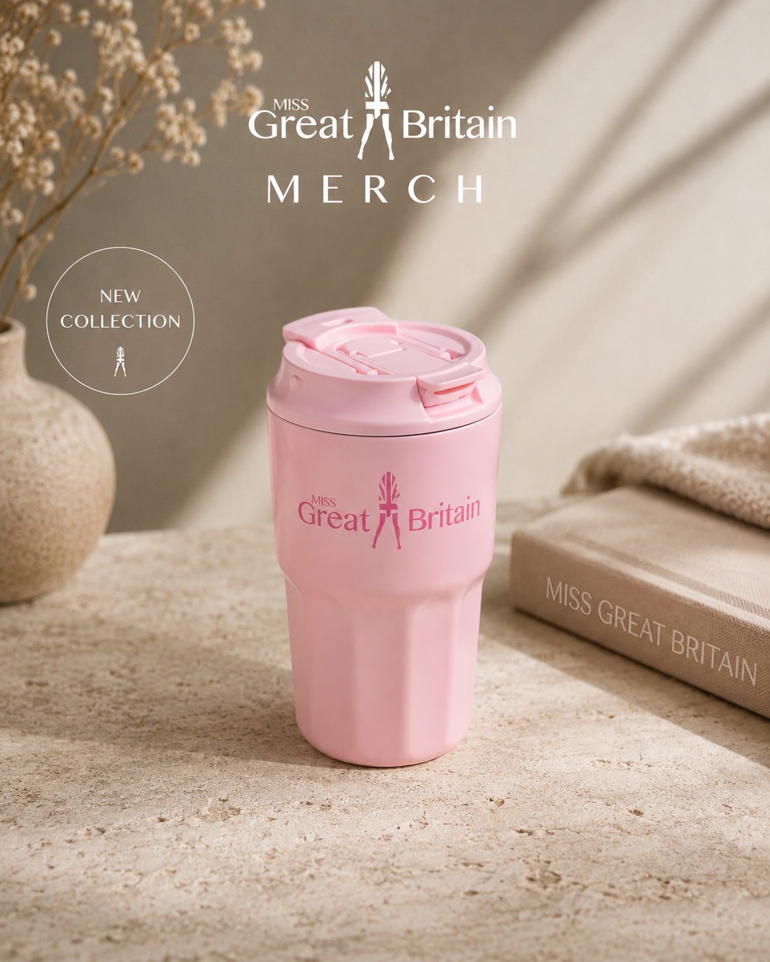 Miss Great Britain 2-in-1 Travel Cup – Pink  Hot coffee. Iced coffee. One very pretty cup. 🩷