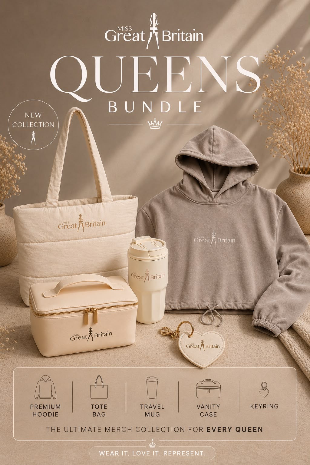 Miss Great Britain Queen’s Bundle – Stone & Cream